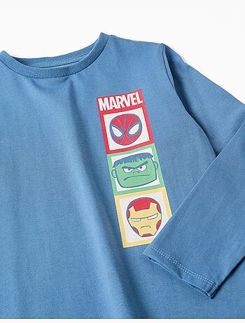 Pigiama in cotone a manica lunga con stampe Marvel