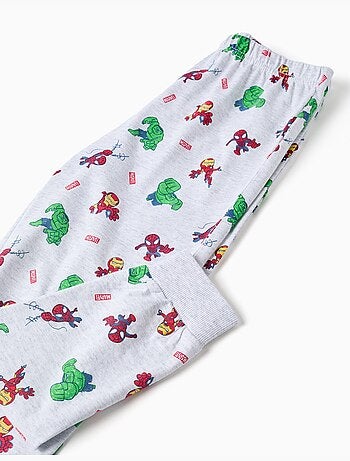 Pigiama in cotone a manica lunga con stampe Marvel