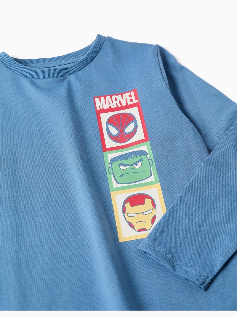 Pigiama in cotone a manica lunga con stampe Marvel Blu Blu - Kiabi