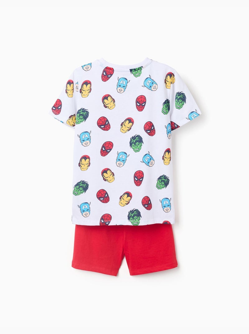 Pigiama in cotone a maniche corte con stampe Marvel Bianco - Kiabi