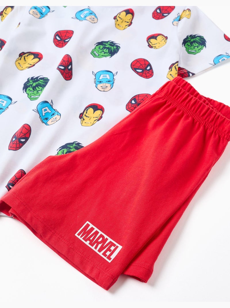 Pigiama in cotone a maniche corte con stampe Marvel Bianco - Kiabi