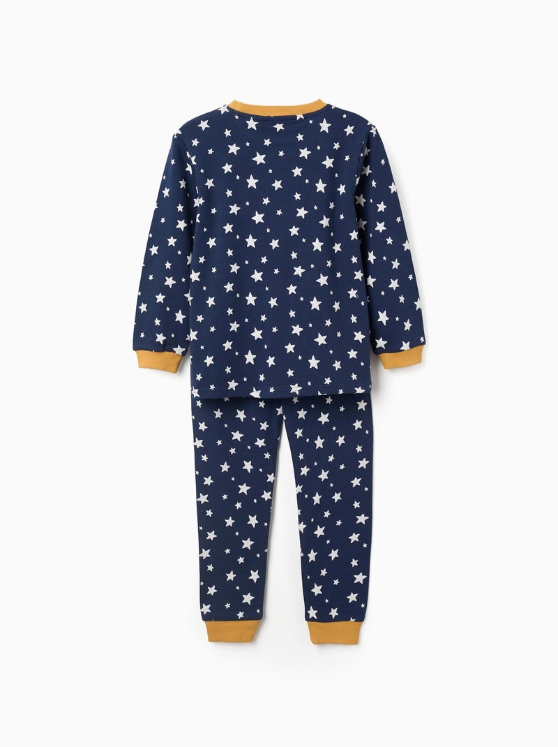 Pigiama in cotone a maniche lunghe con motivo a stelle Blu scuro - Kiabi