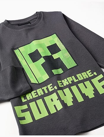 Pigiama in cotone a maniche lunghe con stampa Minecraft