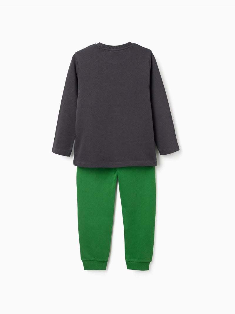 Pigiama in cotone a maniche lunghe con stampa Minecraft Grigio scuro - Kiabi