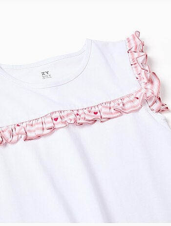 Pigiama in cotone a righe e cuori