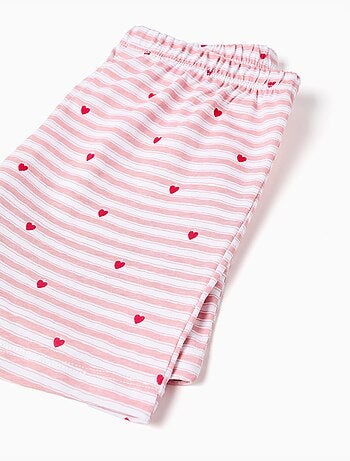 Pigiama in cotone a righe e cuori