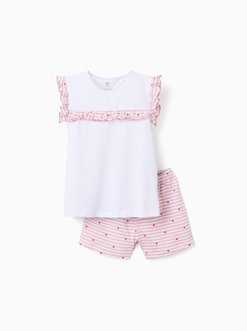 Pigiama in cotone a righe e cuori - Kiabi