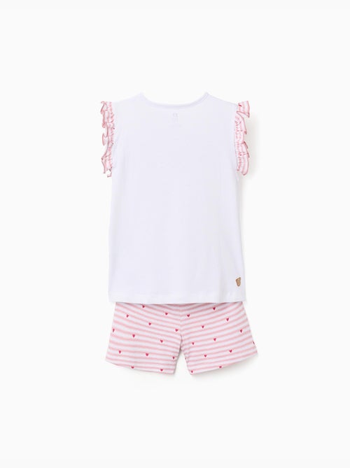 Pigiama in cotone a righe e cuori - Kiabi