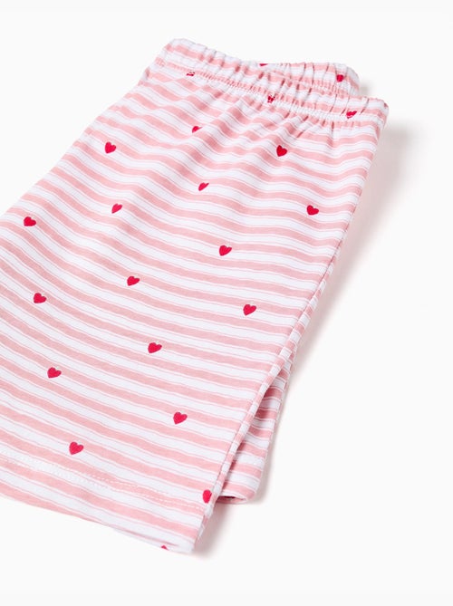 Pigiama in cotone a righe e cuori - Kiabi