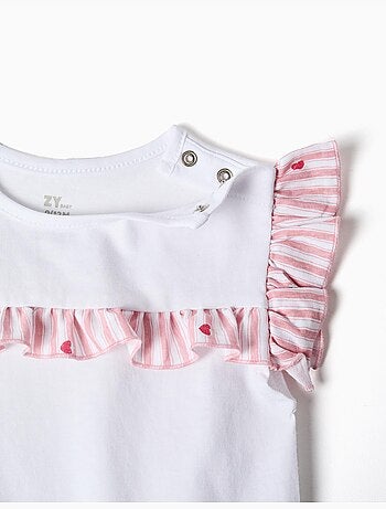 Pigiama in cotone a righe e cuori