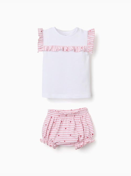 Pigiama in cotone a righe e cuori - Kiabi