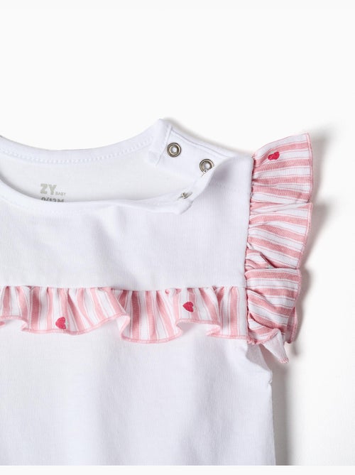 Pigiama in cotone a righe e cuori - Kiabi