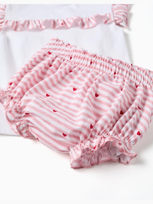 Pigiama in cotone a righe e cuori - Kiabi