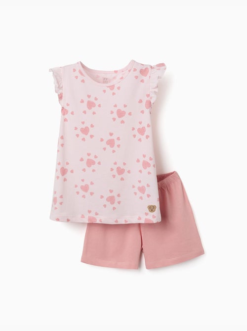 Pigiama in cotone con motivo a cuore e volant - Kiabi