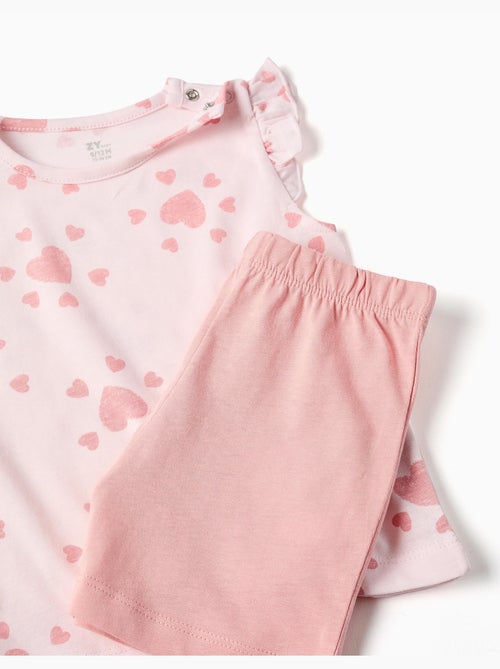 Pigiama in cotone con motivo a cuore e volant - Kiabi