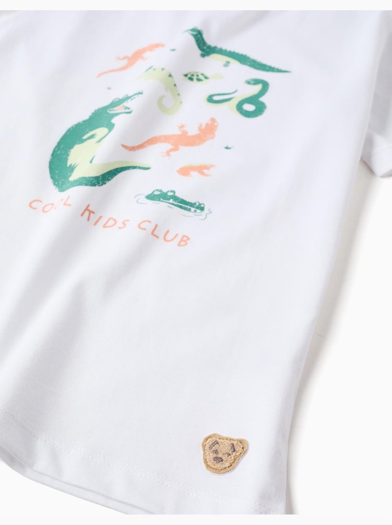 Pigiama in cotone con stampa di alligatore Bianco - Kiabi