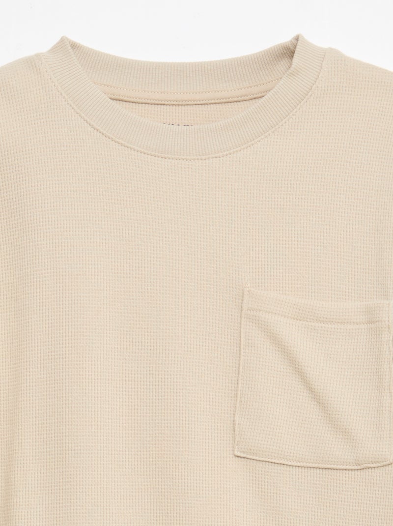 Pigiama in cotone tinta unita Beige - Kiabi