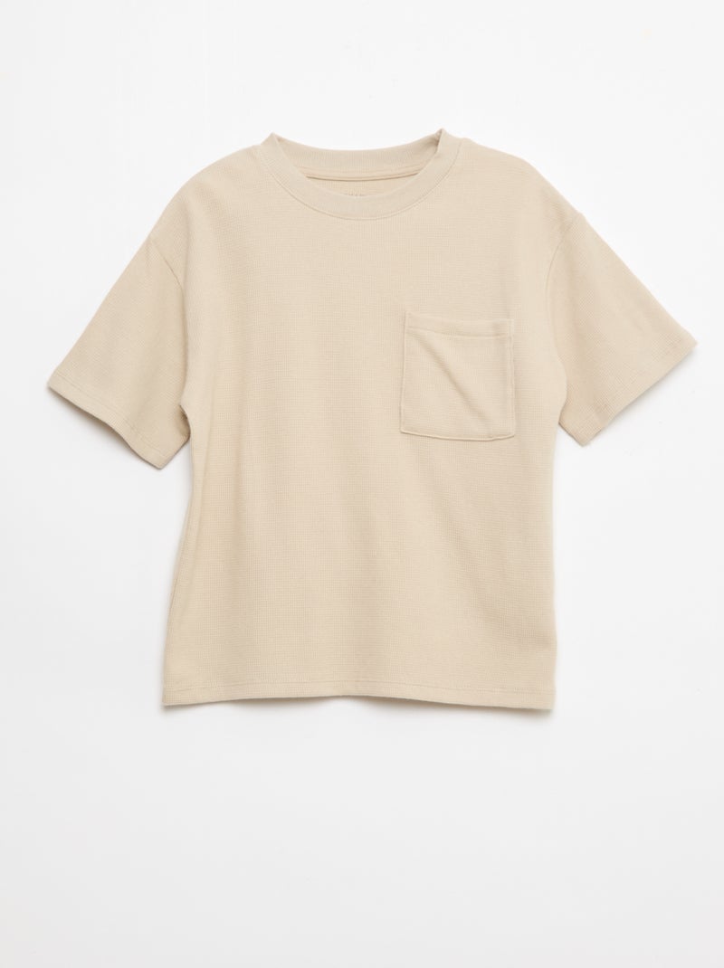 Pigiama in cotone tinta unita Beige - Kiabi