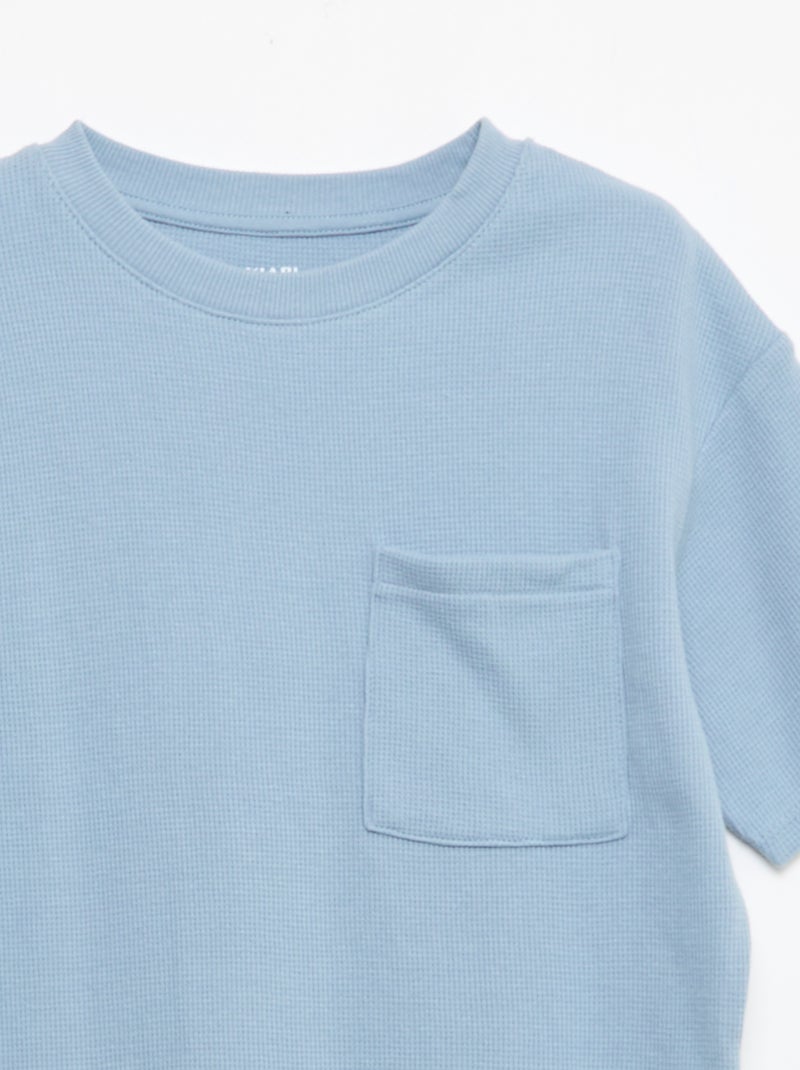 Pigiama in cotone tinta unita Blu - Kiabi