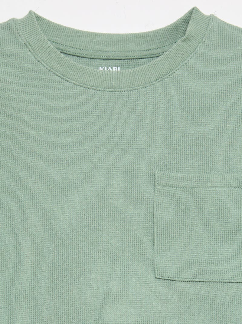 Pigiama in cotone tinta unita Verde - Kiabi