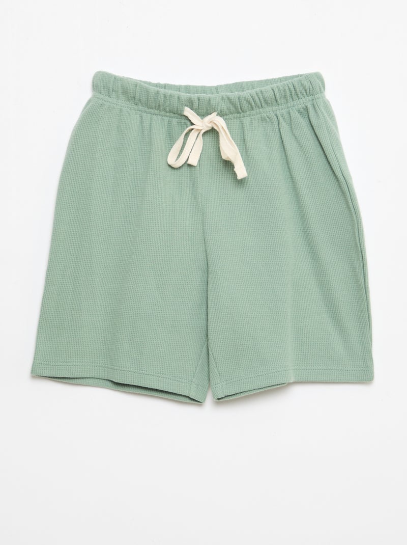 Pigiama in cotone tinta unita Verde - Kiabi