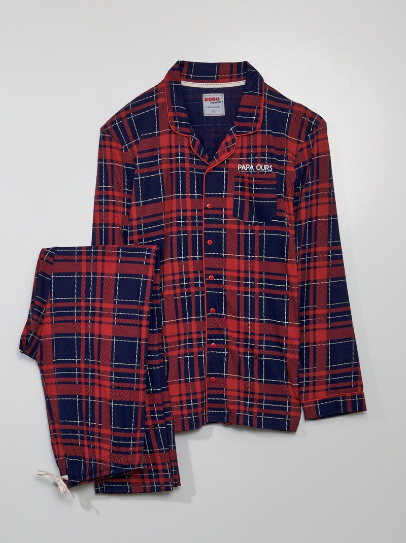 Pigiama in flanella camicia + pantaloni - 2 pezzi ROSSO - Kiabi
