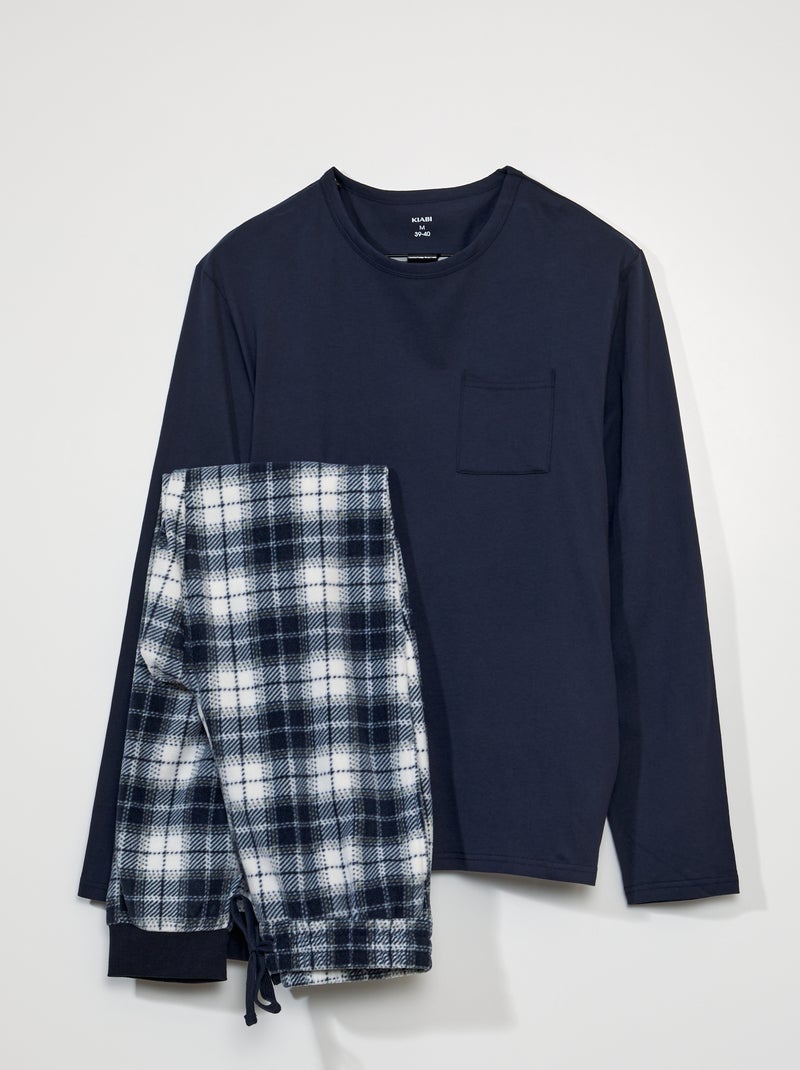 Pigiama in jersey e pile - 2 pezzi BLU - Kiabi