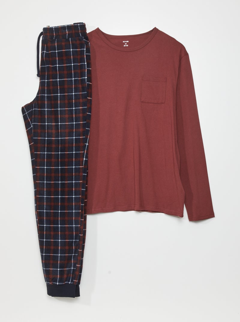 Pigiama in jersey e pile - 2 pezzi BLU - Kiabi
