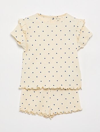 Pigiama in maglia pointelle t-shirt e shorts - 2 pezzi