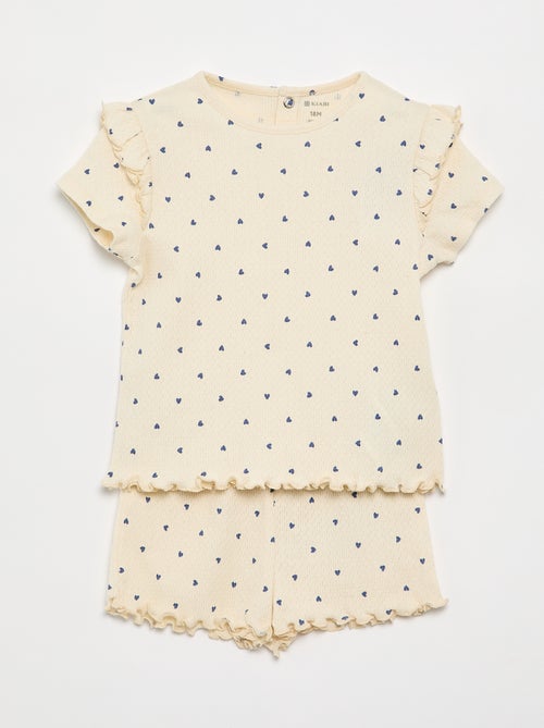 Pigiama in maglia pointelle t-shirt e shorts - 2 pezzi - Kiabi
