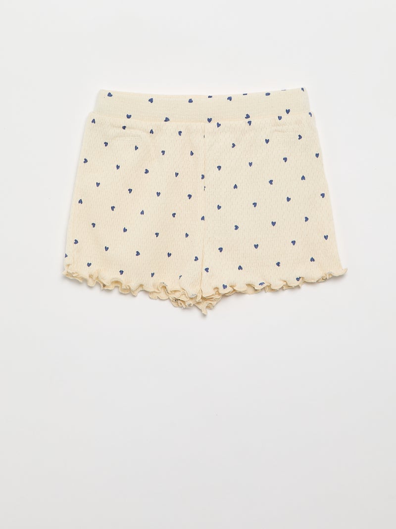 Pigiama in maglia pointelle t-shirt e shorts - 2 pezzi Beige - Kiabi