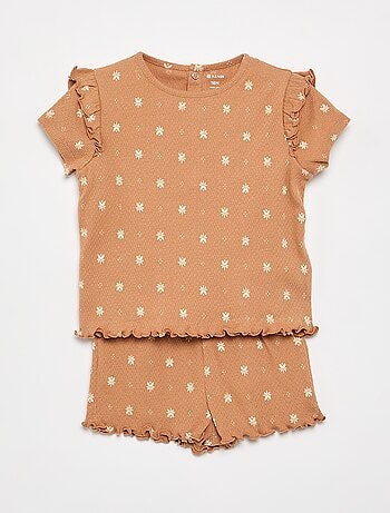 Pigiama in maglia pointelle t-shirt e shorts - 2 pezzi