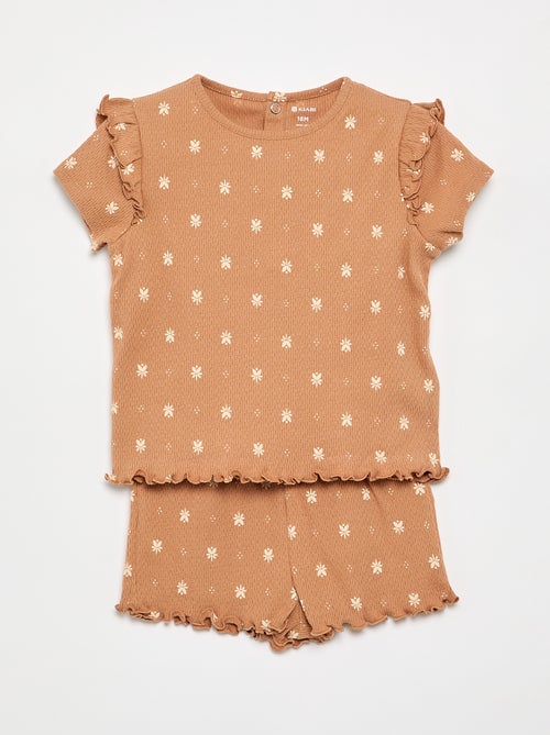 Pigiama in maglia pointelle t-shirt e shorts - 2 pezzi - Kiabi