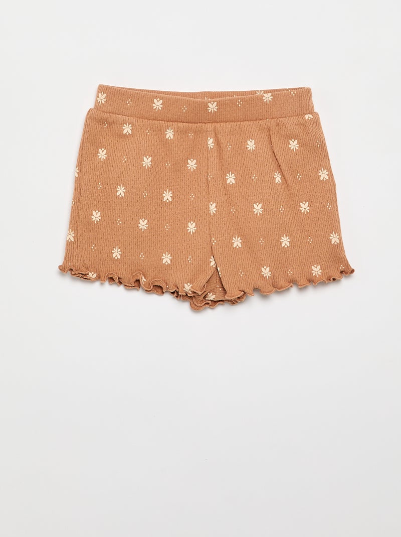 Pigiama in maglia pointelle t-shirt e shorts - 2 pezzi Beige - Kiabi
