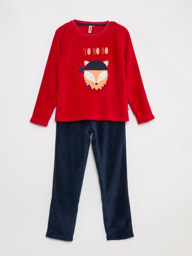 Pigiama in pile - completo 2 pezzi Rosso - Kiabi