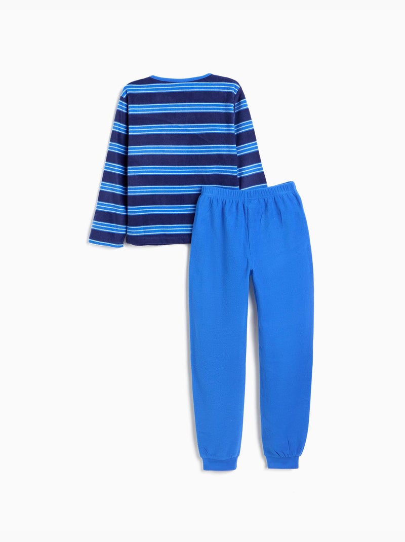Pigiama in pile a righe, mo fashion Blu - Kiabi
