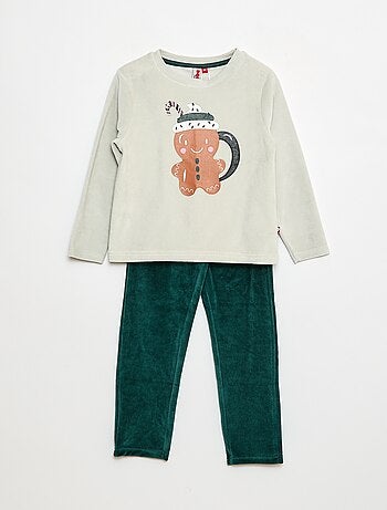 Pigiama in pile completo t-shirt + pantaloni - 2 pezzi