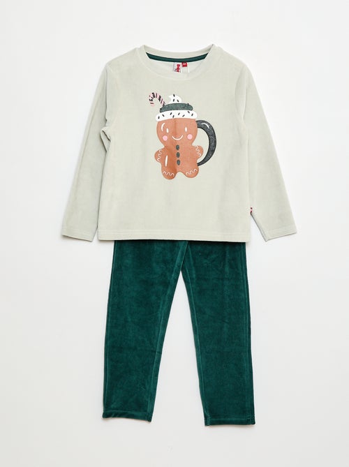 Pigiama in pile completo t-shirt + pantaloni - 2 pezzi - Kiabi