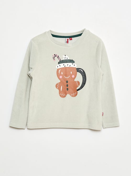 Pigiama in pile completo t-shirt + pantaloni - 2 pezzi - Kiabi