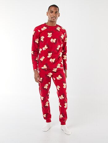 Pigiama in pile con motivo 'Natale' maglietta + pantaloni - 2 pezzi