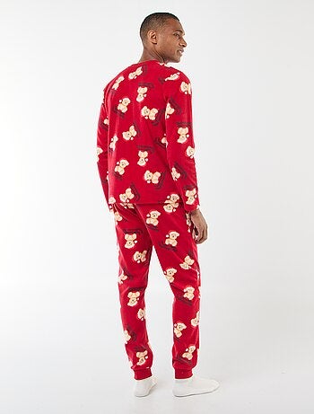 Pigiama in pile con motivo 'Natale' maglietta + pantaloni - 2 pezzi