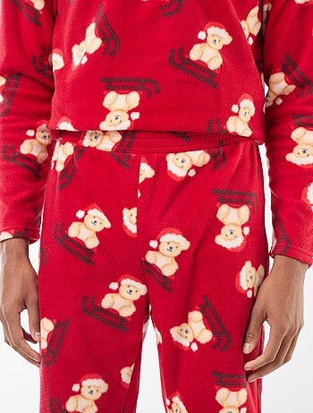 Pigiama in pile con motivo 'Natale' maglietta + pantaloni - 2 pezzi