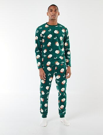 Pigiama in pile con motivo 'Natale' maglietta + pantaloni - 2 pezzi