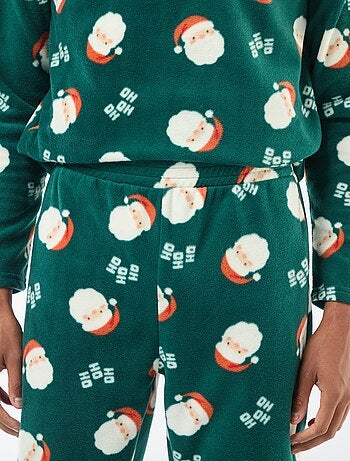 Pigiama in pile con motivo 'Natale' maglietta + pantaloni - 2 pezzi