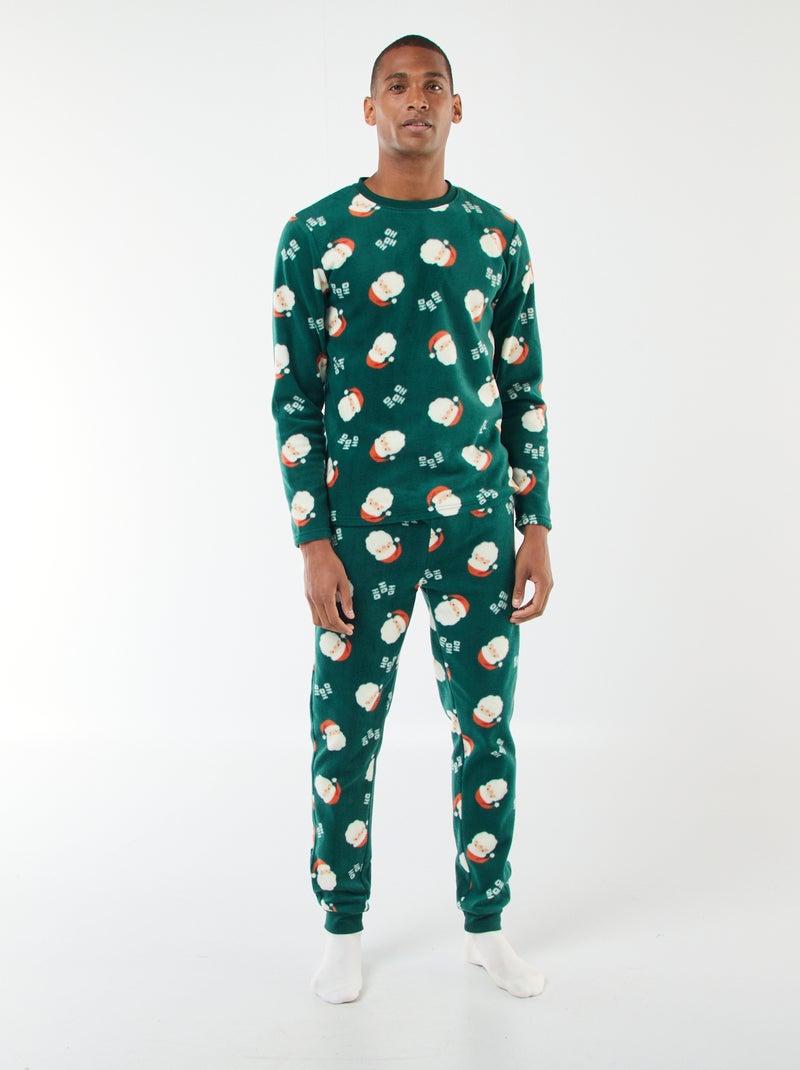 Pigiama in pile con motivo 'Natale' maglietta pantaloni
