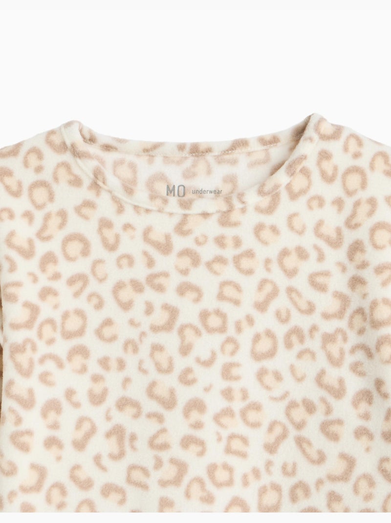 Pigiama in pile con stampa animalier, mo fashion Beige - Kiabi