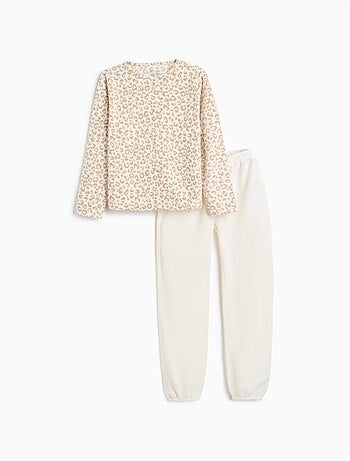 Pigiama in pile con stampa animalier, mo fashion