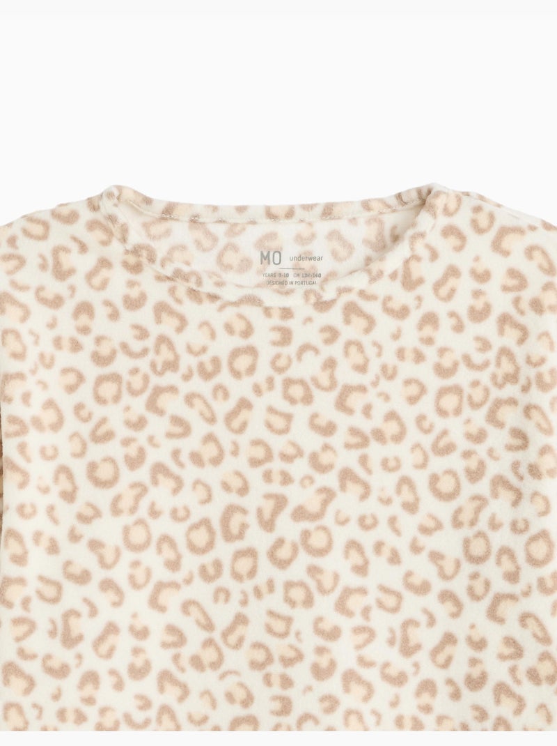 Pigiama in pile con stampa animalier, mo fashion Beige - Kiabi