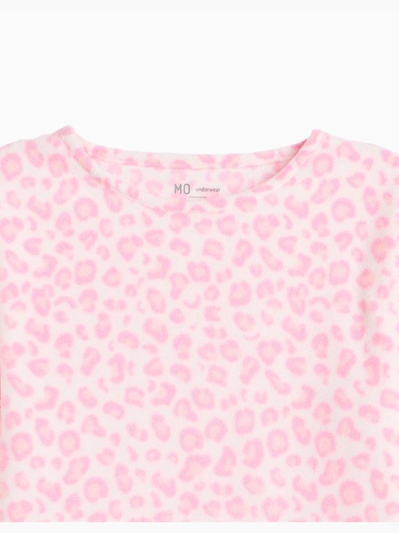 Pigiama in pile con stampa animalier, mo fashion Rosa - Kiabi