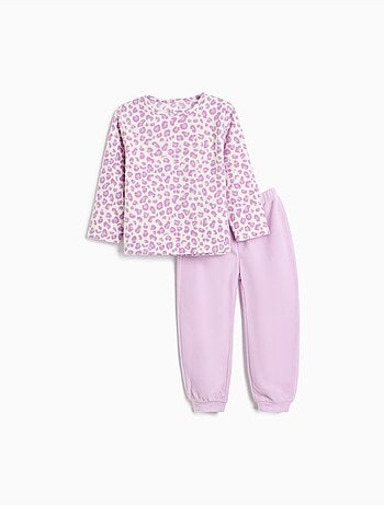 Pigiama in pile con stampa animalier, mo fashion